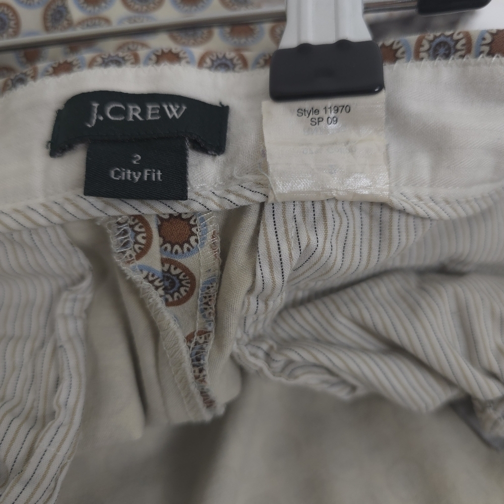 J.Crew City Fit Boho Print Pants Size 2 Cotton Sateen Straight Crop Brown - Picture 8 of 11
